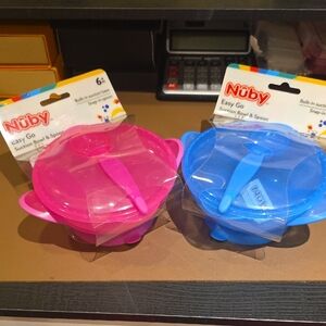 Nuby Easy Go Suction Bowl & Spoon - Pink or Blue